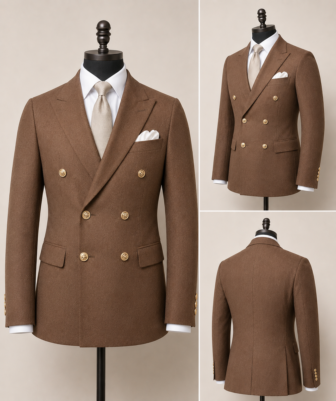 Men's Double Breasted Blazer — Brown
