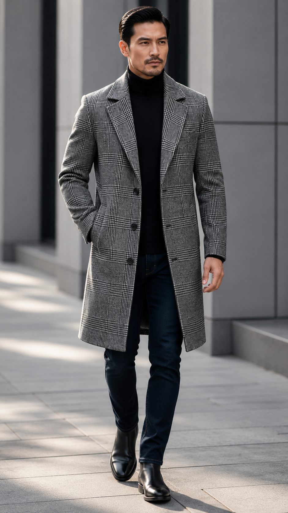 Men's Overcoat - Executive Plaid Wool