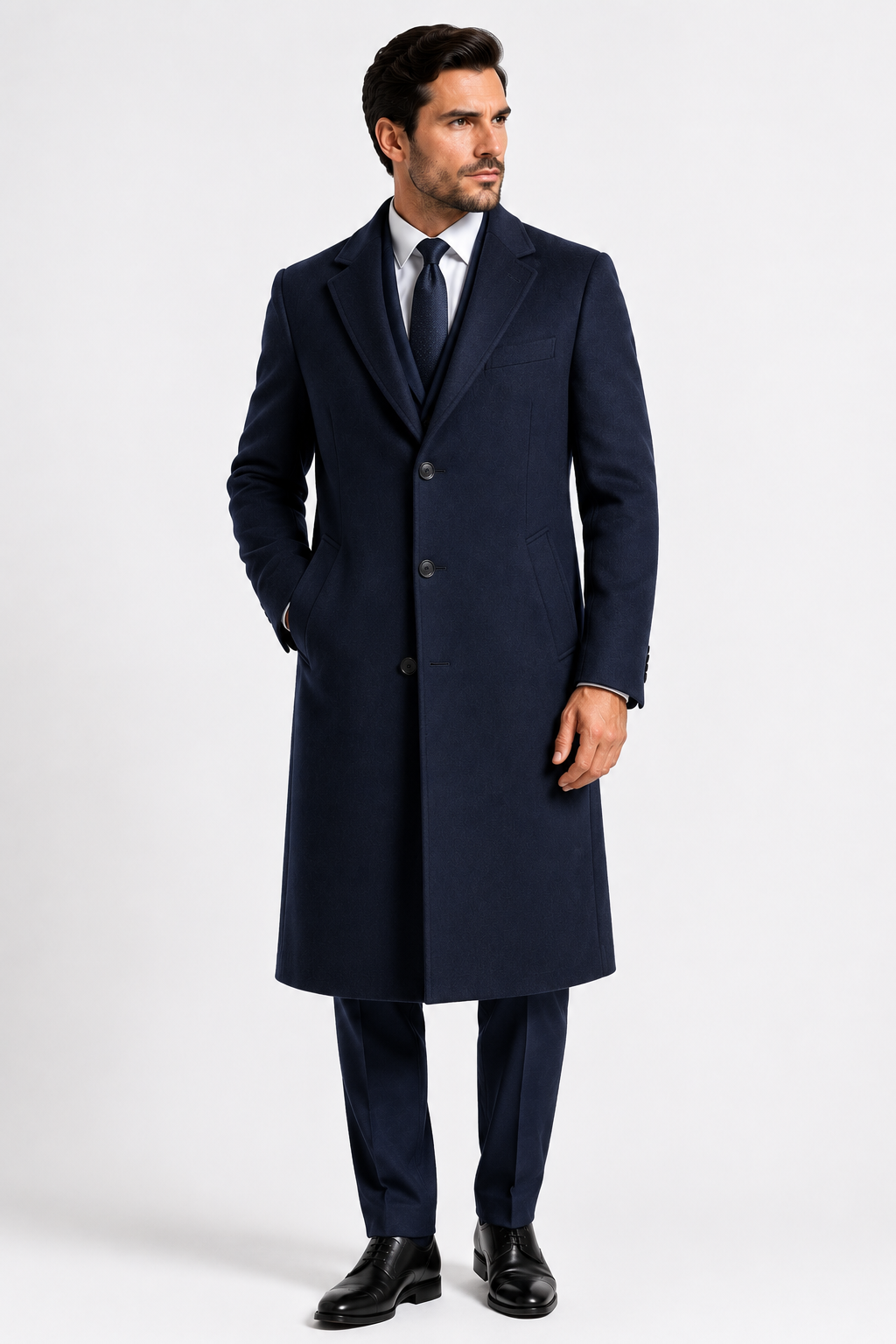 Men's Overcoat - Navy Elegance